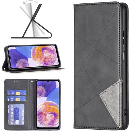 Mobigear Rhombus Slim Samsung Galaxy A23 Funda tipo libro - Negro