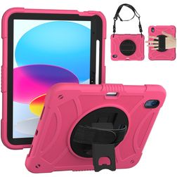 Mobigear SureGrip iPad 11 (2025) Case Plastic / Silicone Back cover + Stylus Holder + Shoulder Strap + Stand - Pink