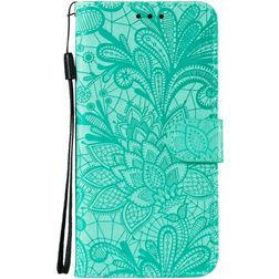Mobigear Flowers Samsung Galaxy Note 10 Lite Wallet case - Turquoise