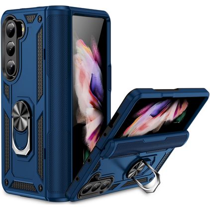Mobigear Armor Ring Samsung Galaxy Z Fold 5 Fodral Hårdplast Skal Stötsäkert med ringhållare - Blå