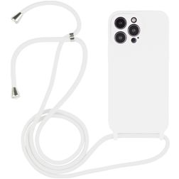 Mobigear Lanyard iPhone 15 Pro Silikone Cover med snor - Hvid