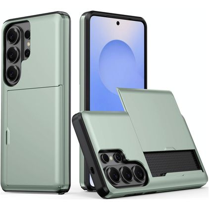 Mobigear Card Samsung Galaxy S26 Ultra Hardcase Etui plecki Wstrząsoodporne z kieszenią na karty - Ciemnozielony