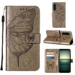 Mobigear Butterfly Sony Xperia 1 IV Plånboksfodral med sedelfack - Grå