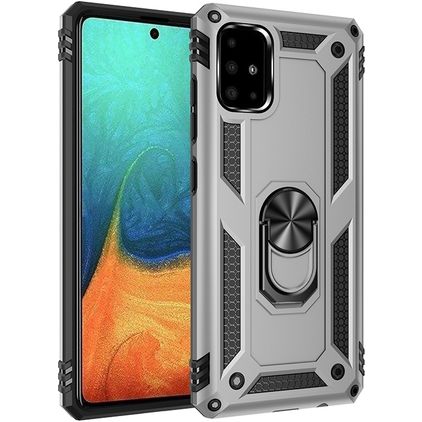 Mobigear Armor Ring Samsung Galaxy A71 Plástico rígido Capa traseira Antichoque com anel - Prateado