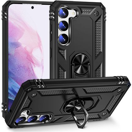 Mobigear Armor Ring Samsung Galaxy S23 Plus Funda Plástico rígido Carcasa Antigolpes con anillo - Negro