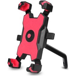 Mobigear PushHold Soporte de moto Retrovisor Pinza Universal - Rojo