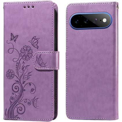 Mobigear Flowers Google Pixel 11 Pro XL Funda tipo libro Cartera - Morado