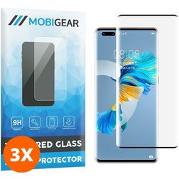 Mobigear Curved Huawei Mate 40 Pro Härdat glas Skärmskydd - Skalvänligt - Svart (3-pack)