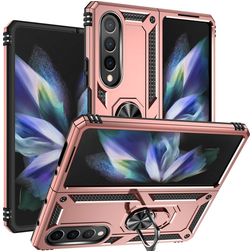 Mobigear Armor Ring Samsung Galaxy Z Fold 4 Plástico rígido Capa traseira Antichoque com anel - Rosa dourado