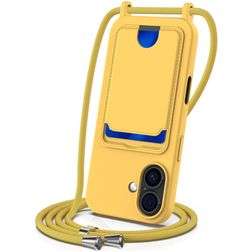 Mobigear Lanyard Card iPhone 17 Silikone Cover med snor og kortholder - Gul