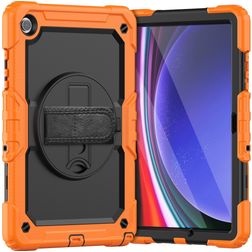 Mobigear SureGrip Xtreme Samsung Galaxy Tab A9 Plus (2023) Funda Plástico rígido / Silicona Carcasa + Correa bandolera + Soporte - Naranja