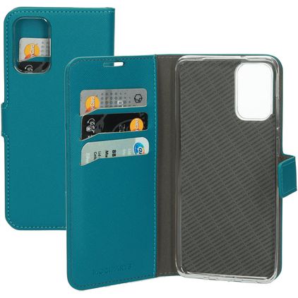 Mobiparts Saffiano Wallet Samsung Galaxy S20 Plus Pungetui med Seddelrum - Turkis