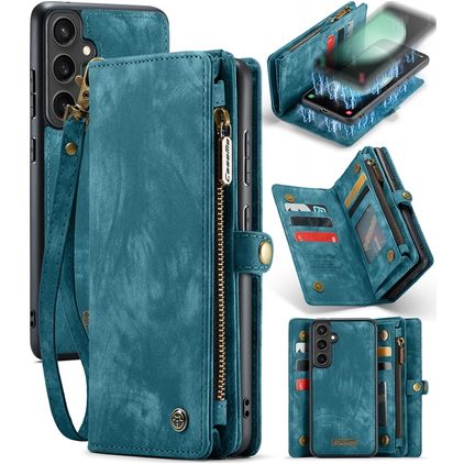 CaseMe 008 Samsung Galaxy S23 FE 2-in-1-lompakkokotelo irrotettavalla kuorella + Setelitasku - Sininen