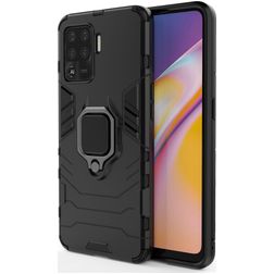 Mobigear Armor Ring OPPO A94 Hårdt Bagsidecover Stødsikkert med ringholder - Sort