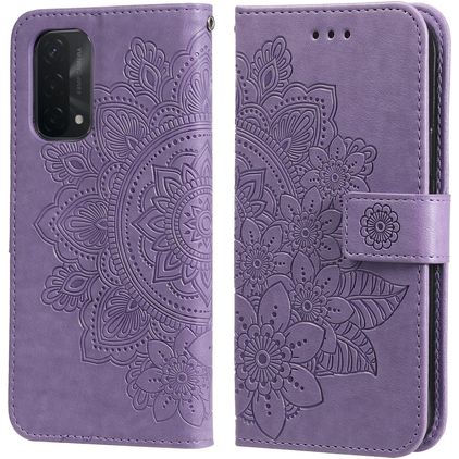 Mobigear Flowers OPPO A74 5G Funda tipo libro Cartera - Morado