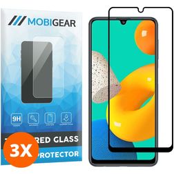 Mobigear Premium Samsung Galaxy M32 4G Tempered Glass Screen Protector - Case Friendly - Black (3-Pack)