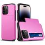 Mobigear Card iPhone 15 Pro Max Funda Plástico rígido Carcasa Antigolpes con tarjetero - Rosa