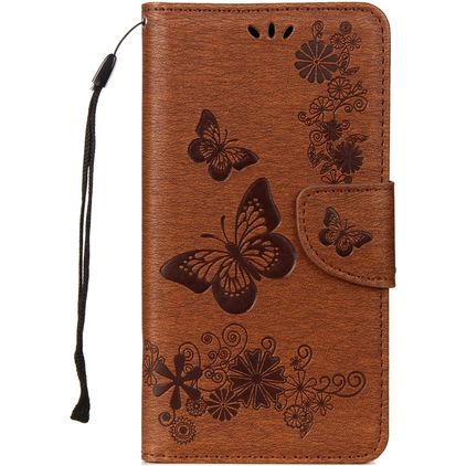 Mobigear Butterfly Samsung Galaxy A8 (2018) Cover a libro portafoglio - Marrone