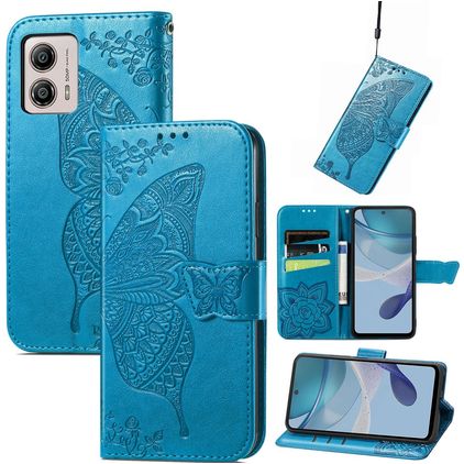 Mobigear Butterfly Motorola Moto E13 Plånboksfodral med sedelfack - Blå