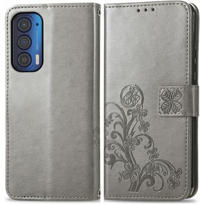 Mobigear Clover Motorola Edge (2021) Knížkové pouzdro Peněženka - Šedá