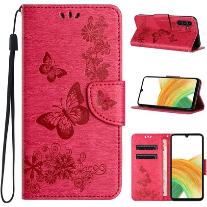 Mobigear Butterfly Samsung Galaxy A35 Etui z klapką typu portfel - Czerwony