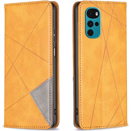 Mobigear Rhombus Slim Motorola Moto G200 5G Funda tipo libro - Coñac