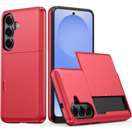 Mobigear Card Samsung Galaxy S26 Funda Plástico rígido Carcasa Antigolpes con tarjetero - Rojo