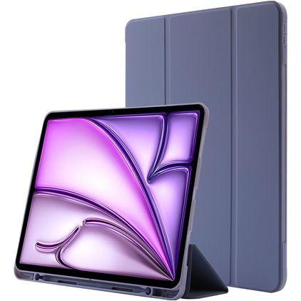 Mobigear Tri-Fold Gel iPad Air 13 tum (2024) TPU / Konstläder Plånboksfodral + Pennhållare - Lila