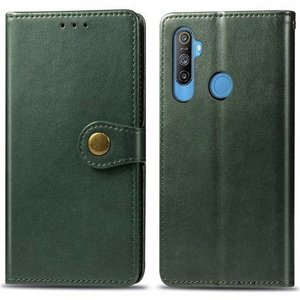 Mobigear Snap Button Realme C3 Funda tipo libro Cartera - Verde
