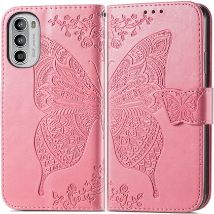 Mobigear Butterfly Motorola Moto G82 Plånboksfodral med sedelfack - Rosa