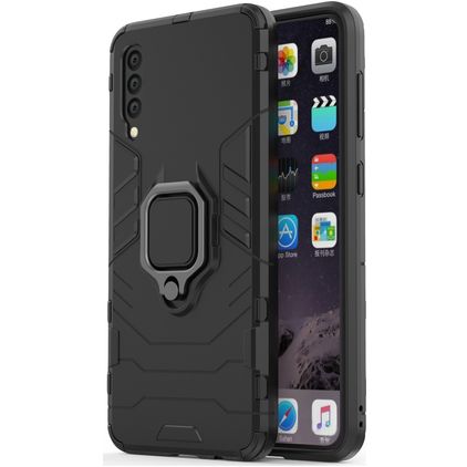 Mobigear Armor Ring Samsung Galaxy A50 Hårdt Bagsidecover Stødsikkert med ringholder - Sort