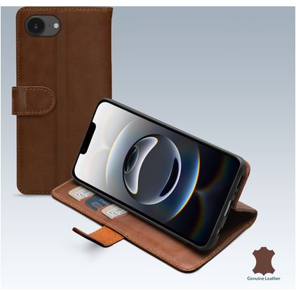 Mobilize Wallet iPhone 16e Skóra naturalna Etui z klapką typu portfel - Brązowy