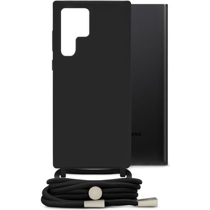 Mobilize Lanyard Gelly Samsung Galaxy S22 Ultra TPU flexible Funda con cuerda - Negro