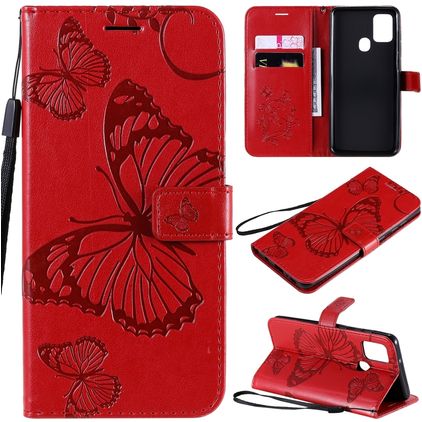 Mobigear Butterfly Samsung Galaxy A21s Lompakkokotelo + Setelitasku - Punainen