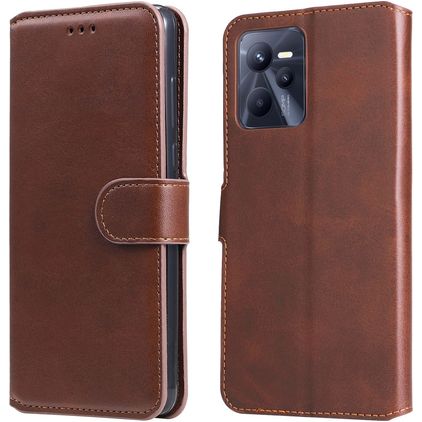 Mobigear Wallet Realme C35 Lompakkokotelo + Setelitasku - Ruskea