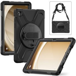 Xccess Survivor All-round Samsung Galaxy Tab A9 Plus (2023) Capa Plástico rígido / Silicone Capa traseira + Alça de ombro + Suporte - Preto