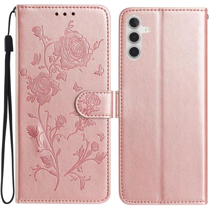 Mobigear Flowers Samsung Galaxy A17 Cover a libro portafoglio - Oro rosa