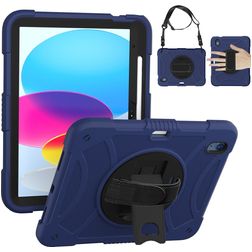 Mobigear SureGrip iPad 10 (2022) Cover Hård plast / Silikone Bagsidecover + Stylus-holder + Skulderrem + Stander - Sort / Blå
