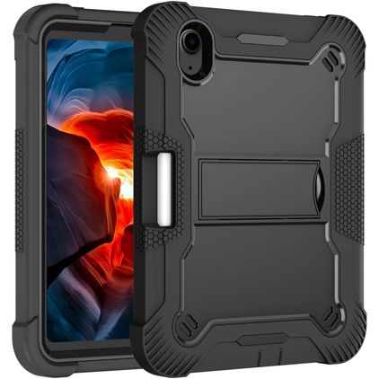 Mobigear ShieldStand iPad Mini 6 (2021) Plastica rigida / Silicone Back cover + Portapenna + Supporto - Nero