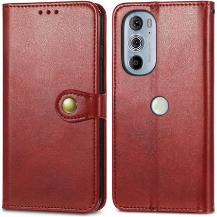 Mobigear Snap Button Motorola Edge 30 Pro Funda tipo libro Cartera - Rojo