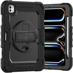 Xccess Survivor All-round iPad Pro 11 Inch (2024) Case Plastic / Silicone Back cover + Shoulder Strap + Stand - Black