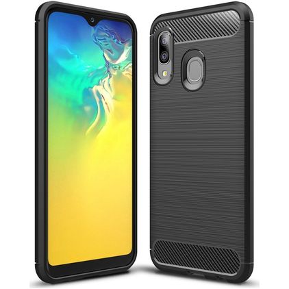Mobigear Brushed Slim Samsung Galaxy A20e Fleksibel TPU Bagsidecover - Sort
