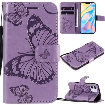 Mobigear Butterfly iPhone 12 Mini Capa livro Carteira - Roxo