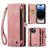 CaseMe 008 iPhone 14 Pro Max Capa livro 2 em 1 com capa traseira amovível Carteira - Rosa