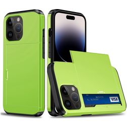 Mobigear Card iPhone 15 Pro Hard Case Back cover Shockproof with Card Holder - Green