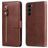 Mobigear Zipper Samsung Galaxy S23 Funda tipo libro Cartera - Marrón