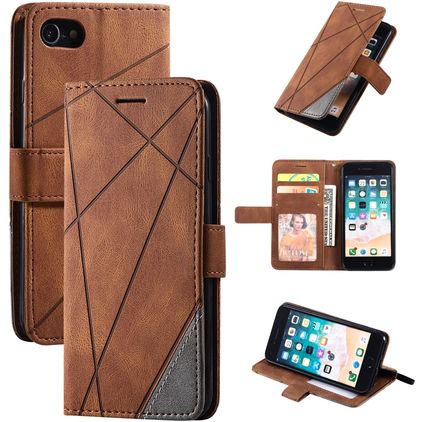 Mobigear Rhombus iPhone SE (2020) Wallet case - Brown