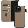 Mobiparts iPhone 15 Pro Max MagSafe Case Genuine Leather Detachable 2-in-1 Wallet Case Wallet - Taupe