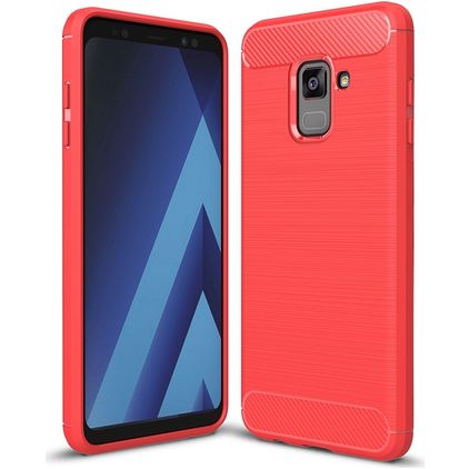 Mobigear Brushed Slim Samsung Galaxy A8 (2018) Flexibel TPU Skal - Röd