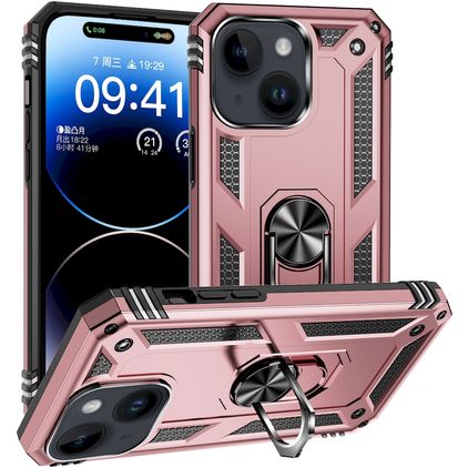 Mobigear Armor Ring iPhone 15 Plus Hardcase Back cover Antiurto con anello - Oro rosa